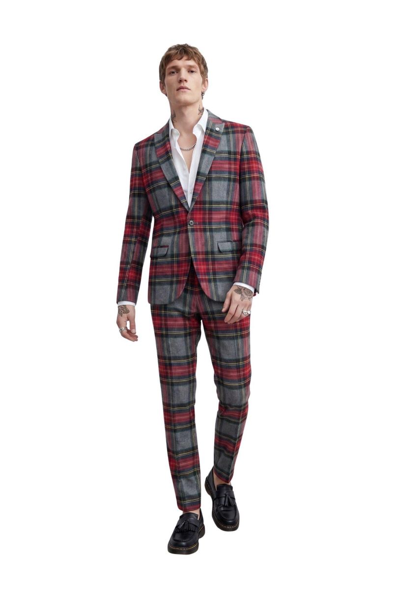 Men's Cardosi Slim-Fit Tuxedo Wool Suit Pants