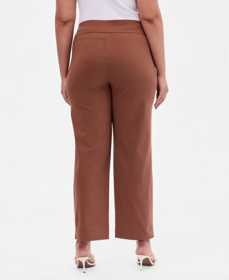 Plus Size Mid-Rise Pull-On Straight-Leg Pants