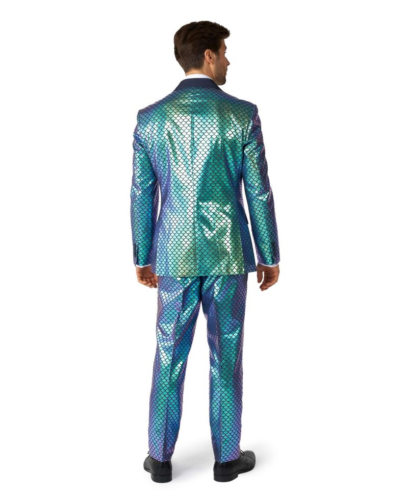 Men's Silver Suit - New Years And Christmas Party Costume - Metallic Shiny Silver - Includes Blazer, Pants and Tie