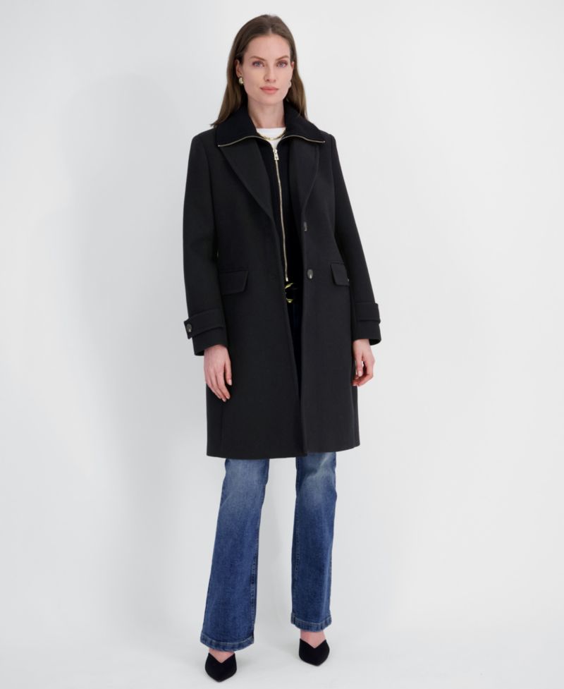 Women's Single-Breasted Knit Bibbed Coat