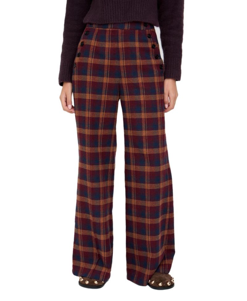 Women's Damson High Waisted Tartan Print Trouser