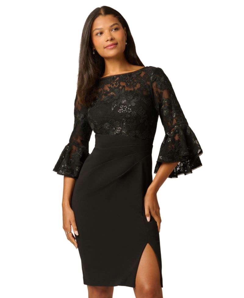 Women's Lace-Bodice Bell-Sleeve Dress
