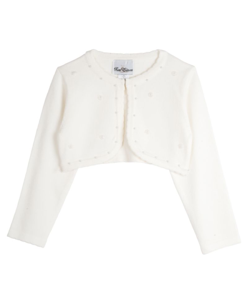 2T-6X Girls' Imitation-Pearl Cardigan