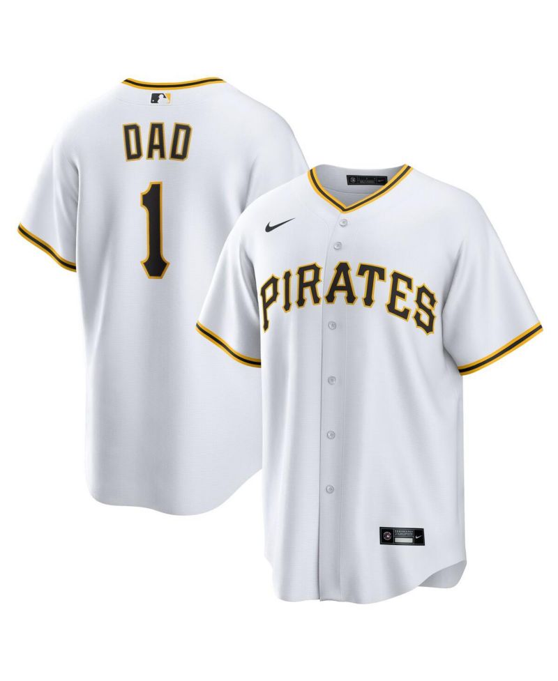 Men's White Pittsburgh Pirates 1 Dad Home Replica Jersey