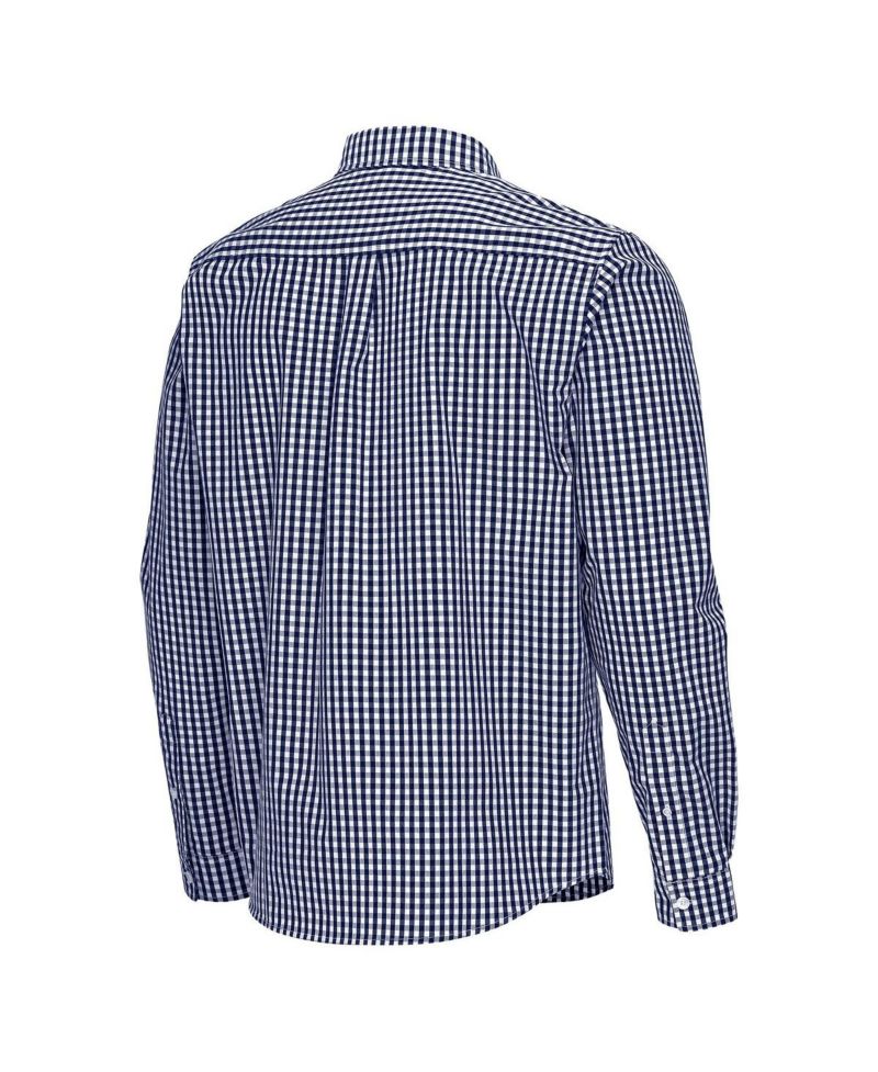Men's Navy New York Yankees Ellis Woven Tri-Blend Button-Down Shirt
