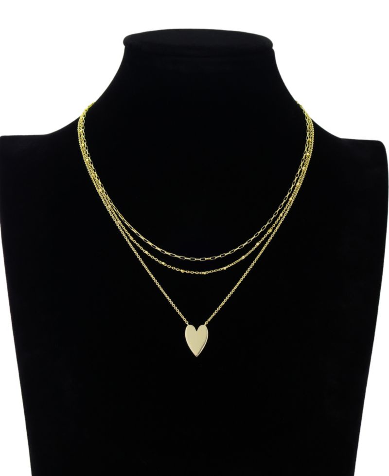 Gold Heart, Beads Chain Paperclip Necklaces Set