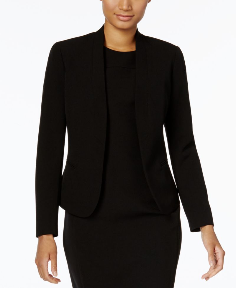 Missy Executive Collection Shawl-Collar Sleeveless Sheath Dress Suit Set