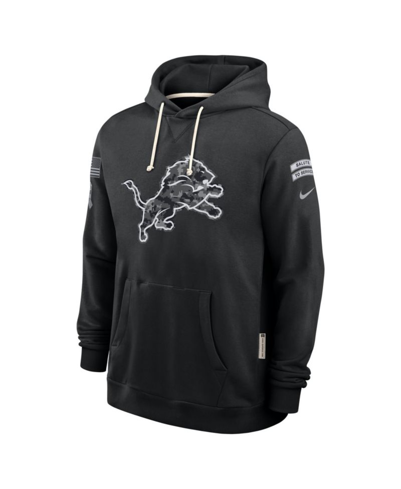 Men's Black Detroit Lions 2026 Salute to Service Sideline Pullover Hoodie