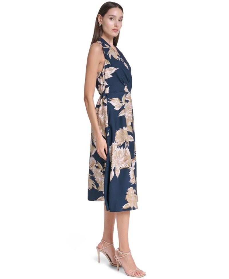 Women's Floral Halter Neck A-Line Dress