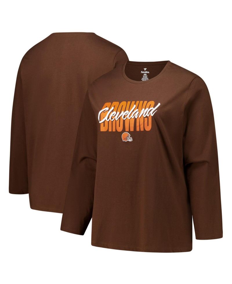 Women's Brown Cleveland Browns Long Sleeve Scoop Neck T-Shirt