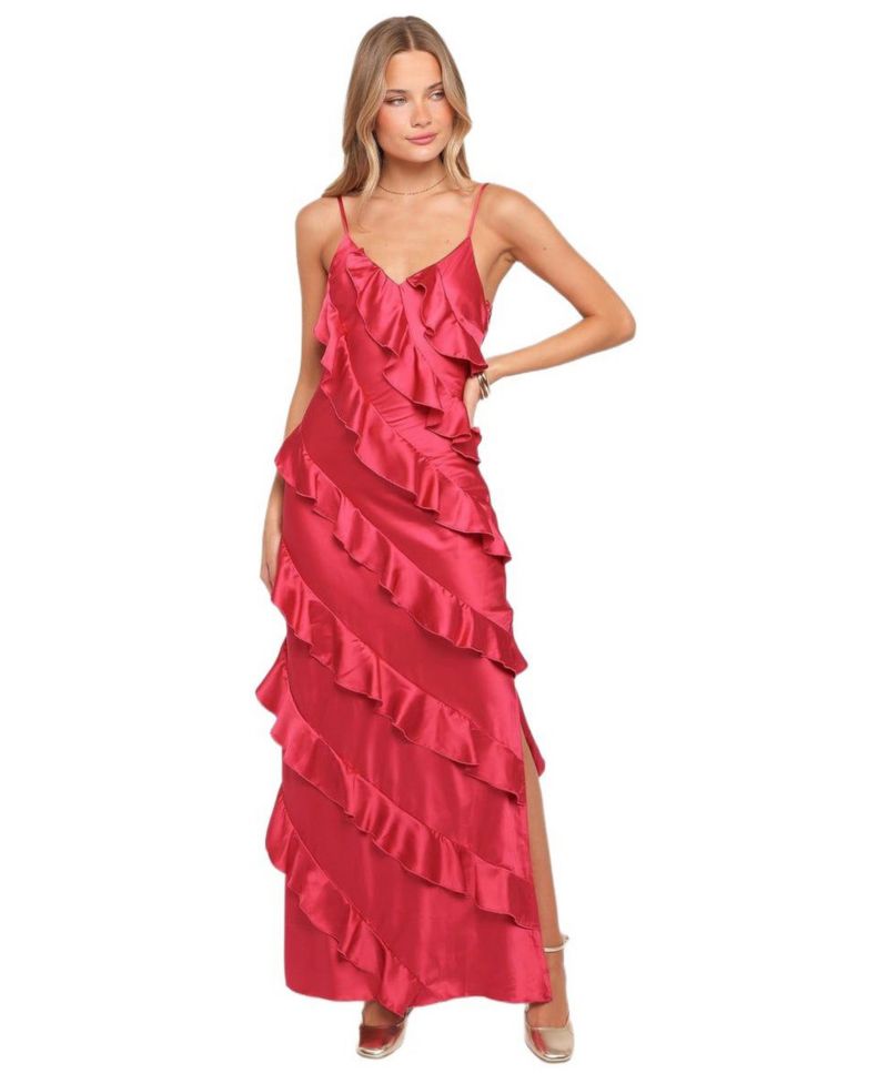 Women's Ciao Ruffles Maxi Satin Dress
