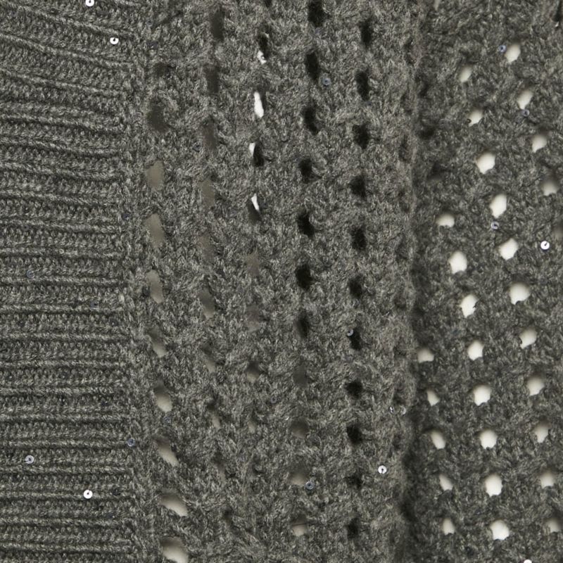 Women's Grey Sequin Open Knit Cardigan