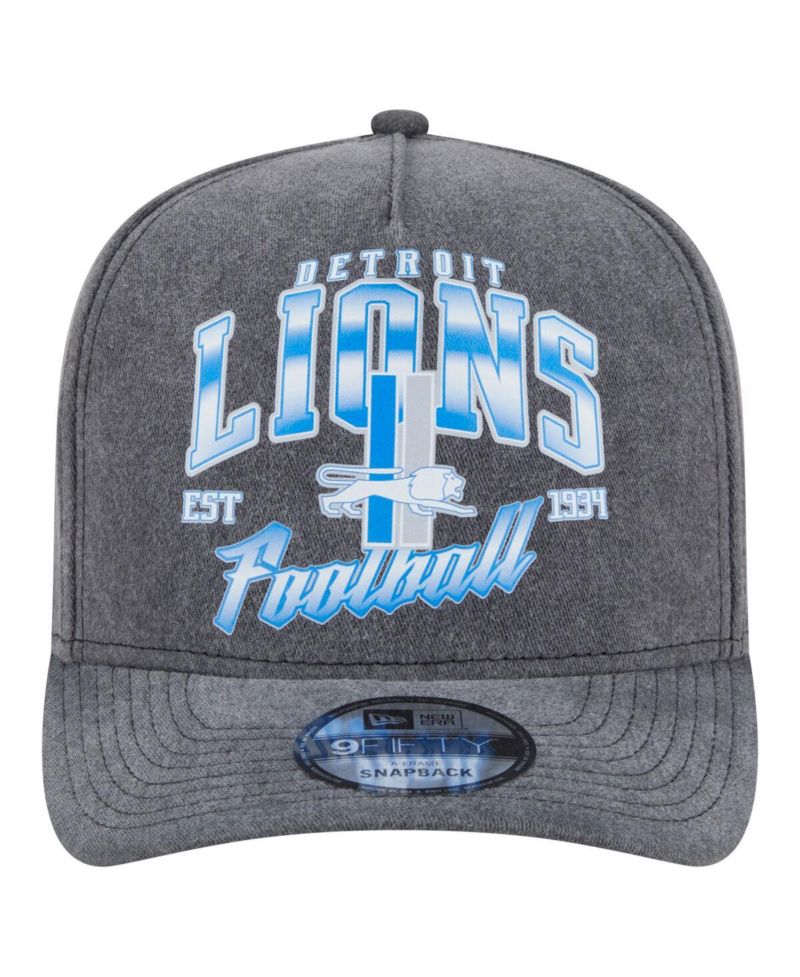 Men's Black Detroit Lions Throwback Washed A-Frame 9FIFTY Snapback Hat
