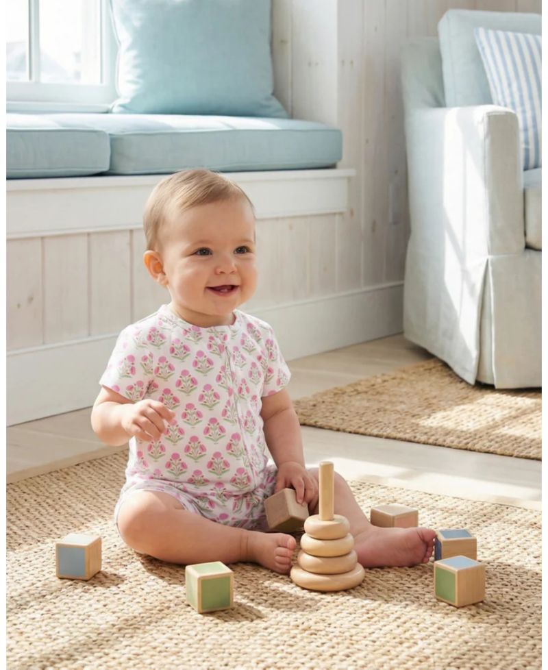 Baby Girls Pink Posy Bamboo Sleeper