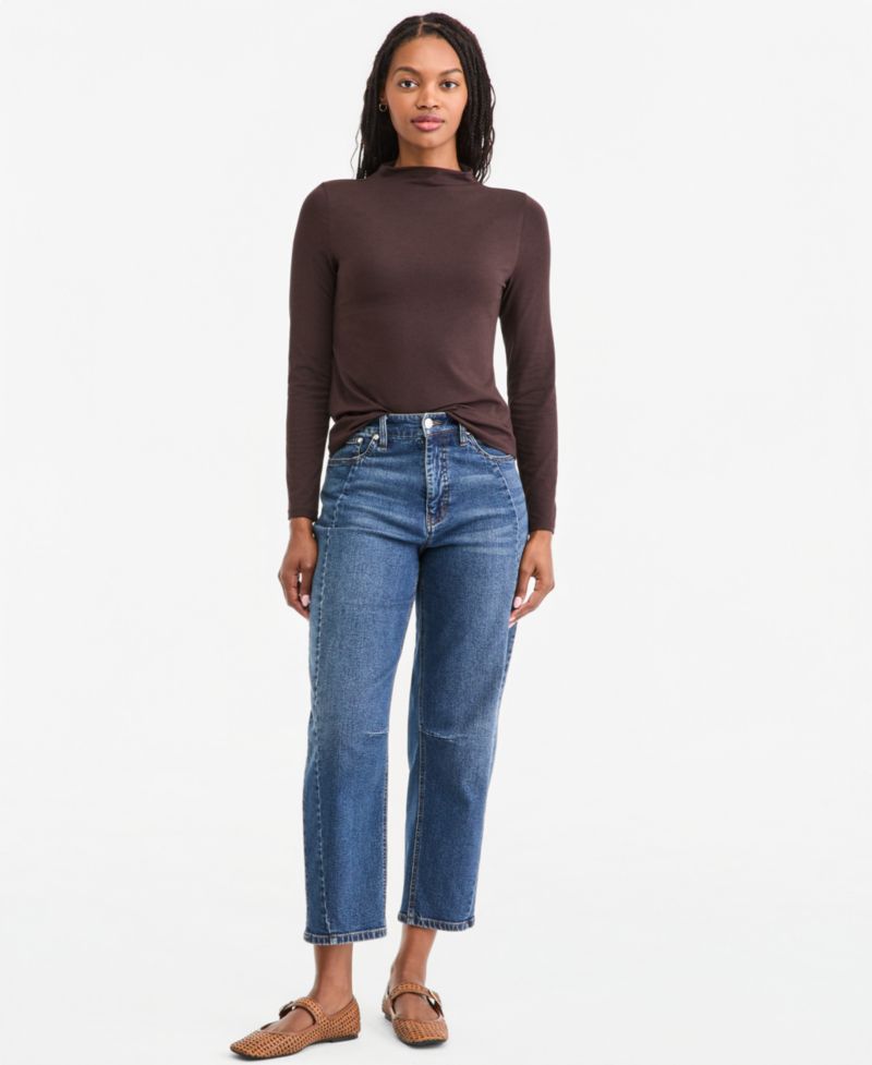 Women's Long-Sleeve Funnel-Neck Jersey Top