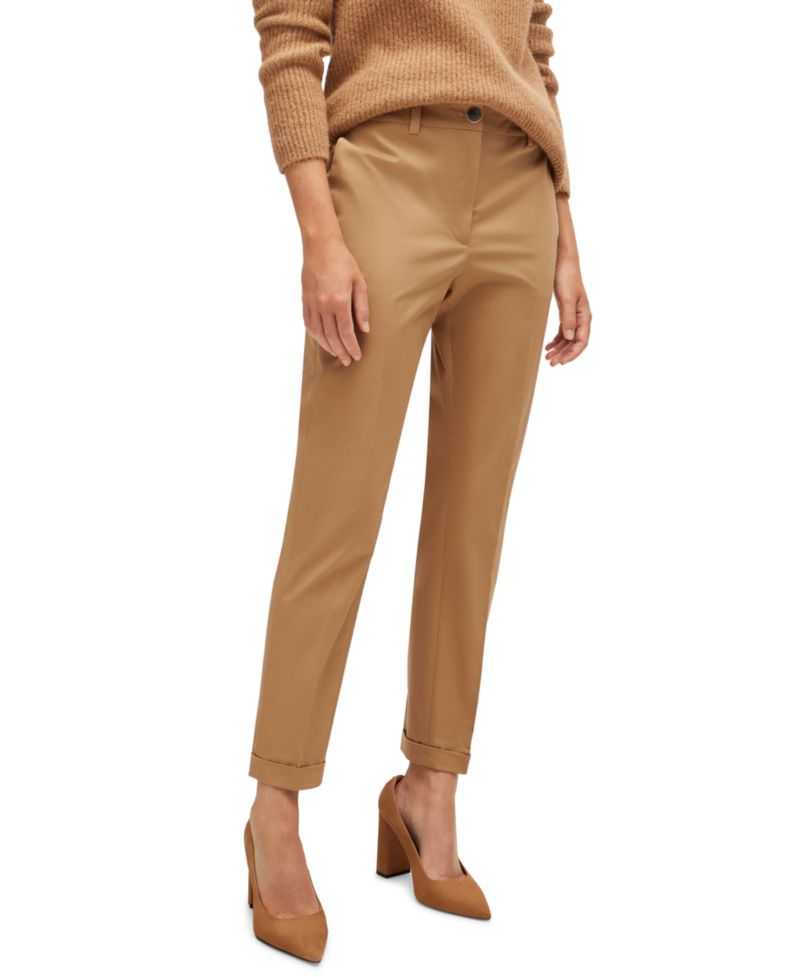 BOSS by Women's Stretch-Cotton Twill Regular-Fit Pants