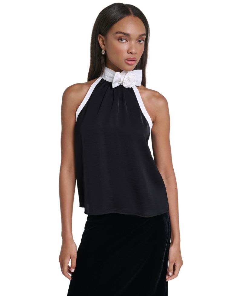 Women's Halter Colorblock Blouse
