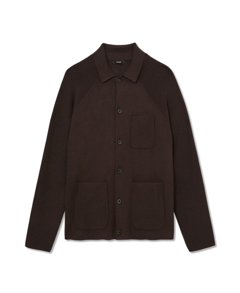 Men's Fitzwilliam Rib-Knit Button-Through Cardigan Sweater