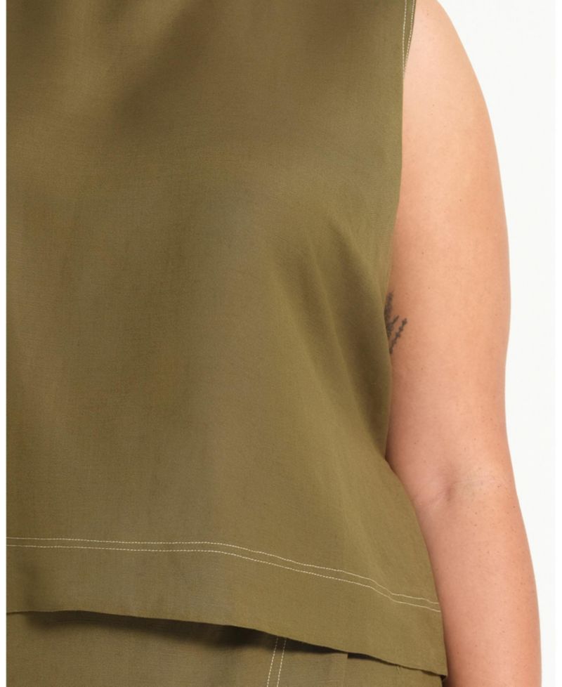 Plus Size Sonnet Linen Sleeveless Summer Tie-back Top