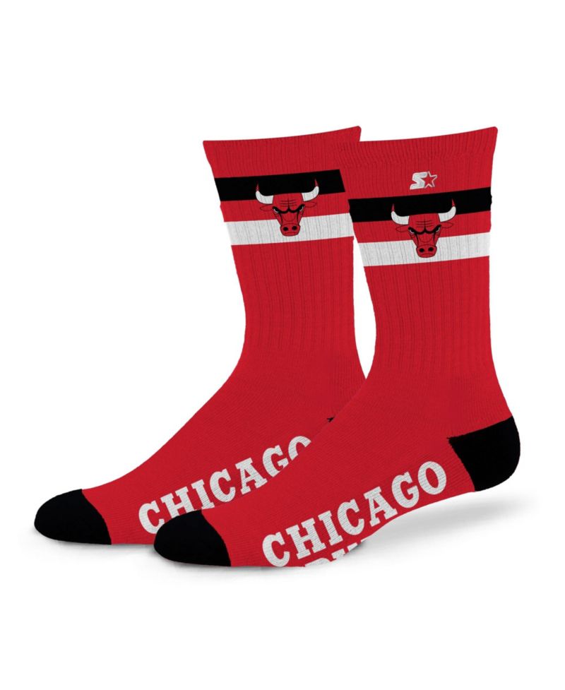 Men's and Women's Chicago Bulls Team Color Two-Stripe Crew Socks