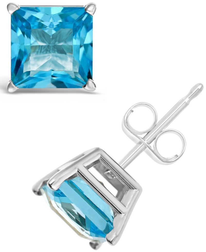 Gemstone Stud Earrings in Sterling Silver