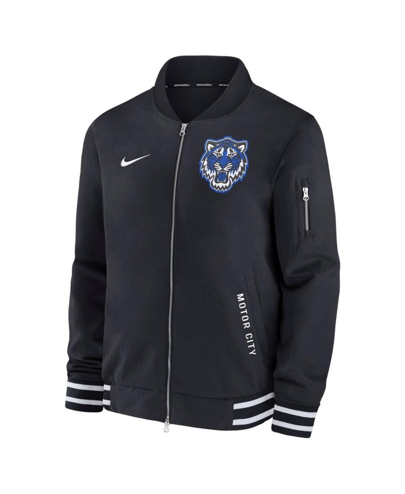 Men's Black Detroit Tigers Authentic Collection City Connect Full-Zip Bomber Jacket