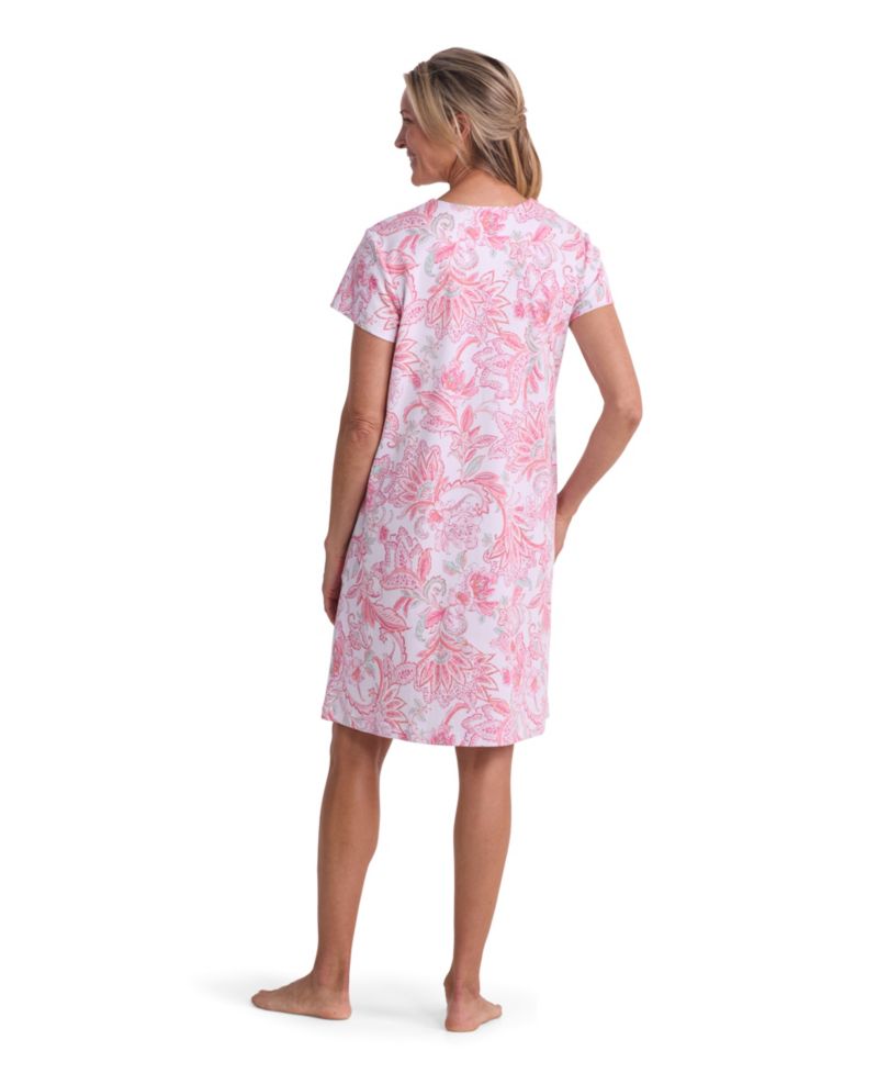 Women's Short-Sleeve Printed Short Grip Robe