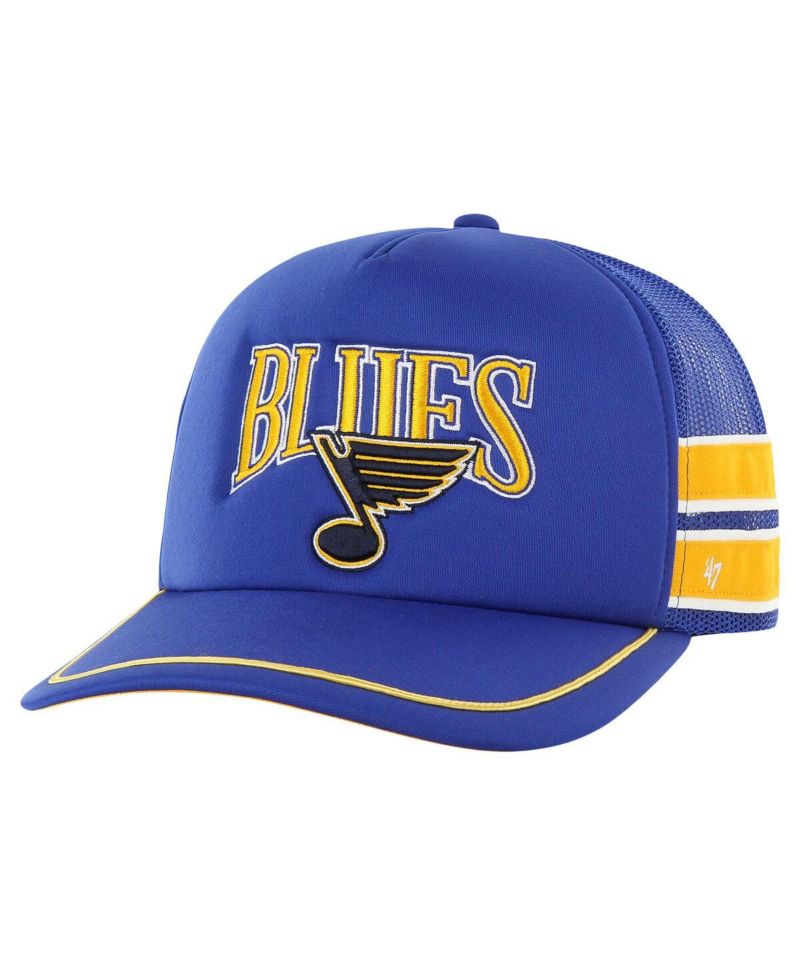 Men's Blue St. Louis Blues Sideband Stripes Trucker Snapback Hat