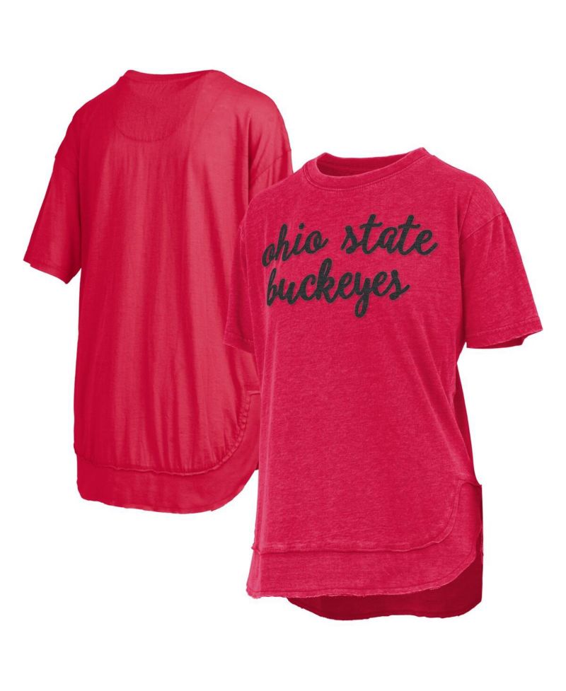 Women's Scarlet Ohio State Buckeyes Poncho T-Shirt
