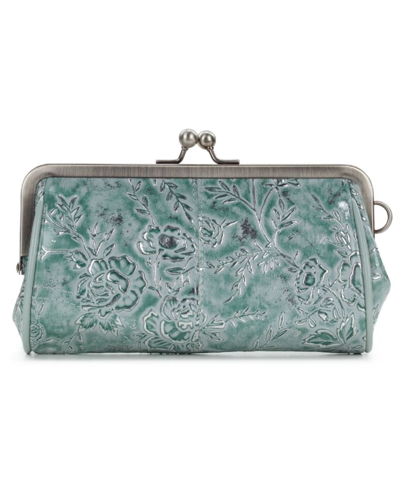 Rose Garden Renna Leather Kiss-Lock Wristlet