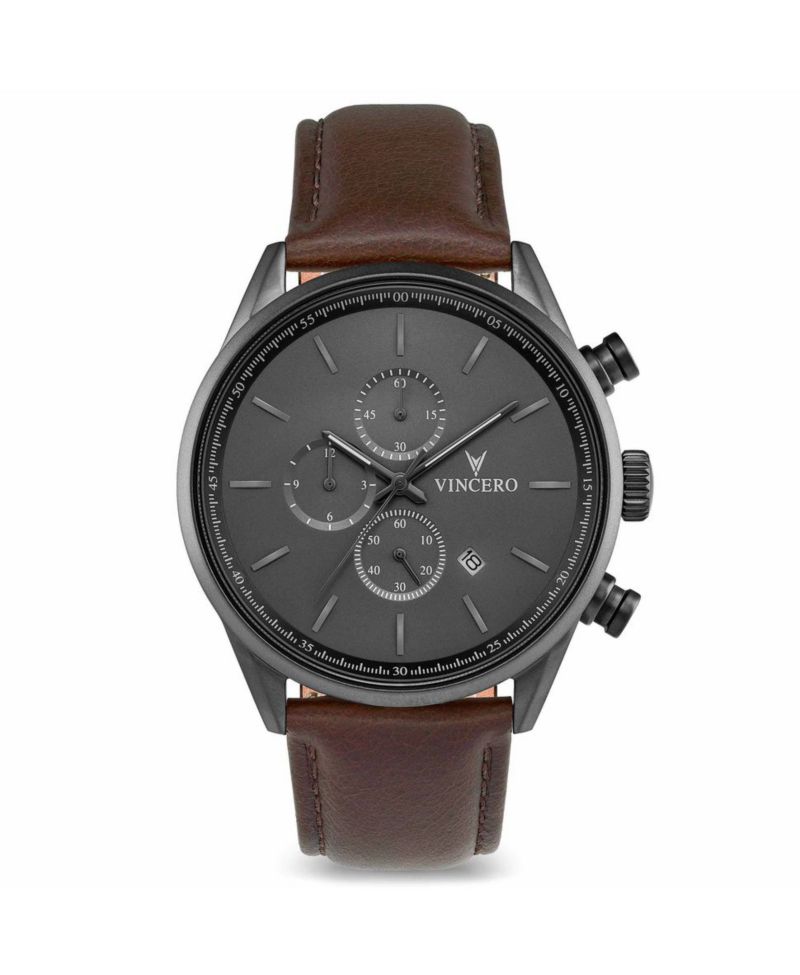 Men's Chrono S2 Chronograph Brown Leather Strap Watch 43mm
