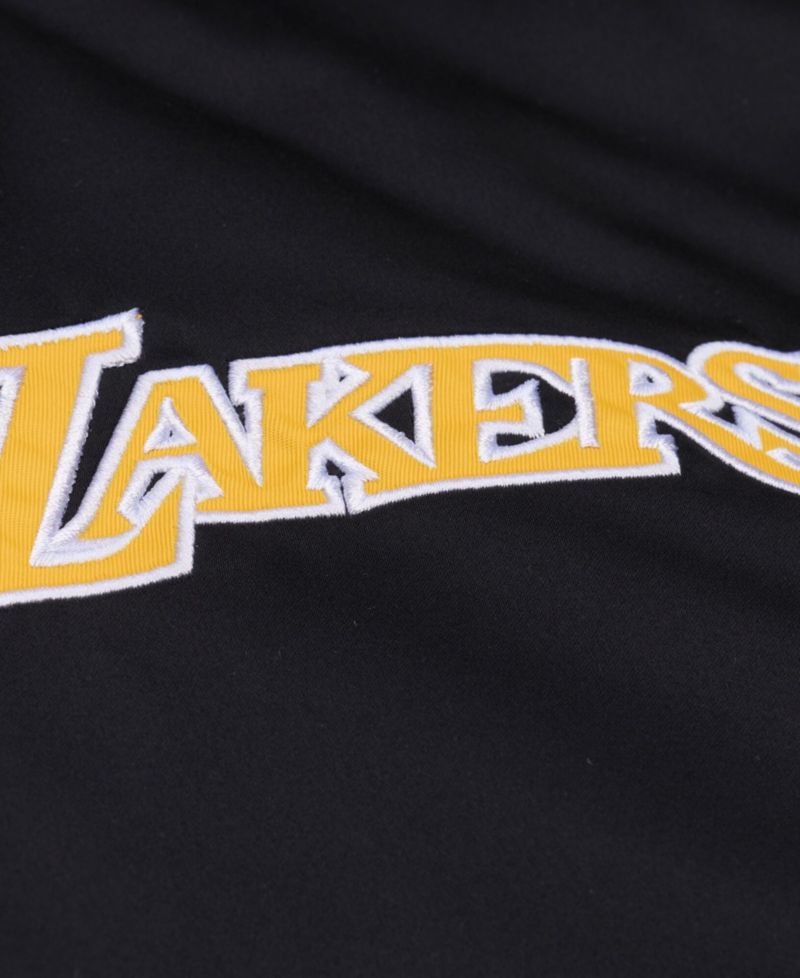 Men's Black Los Angeles Lakers Throw It Back Heavyweight Full-Zip Satin Jacket