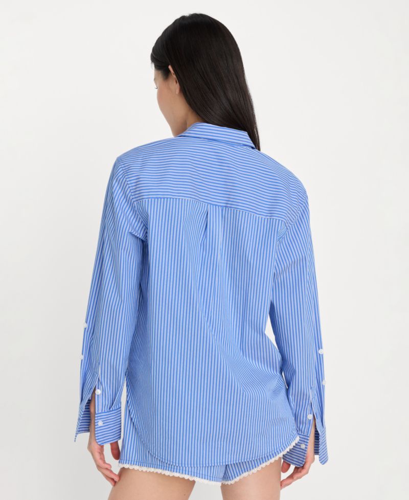 Women's Classic Boxy Shirt With Sleeveless Cami Top and Lace-Trimmed Boxer Shorts, Regular and Plus Size