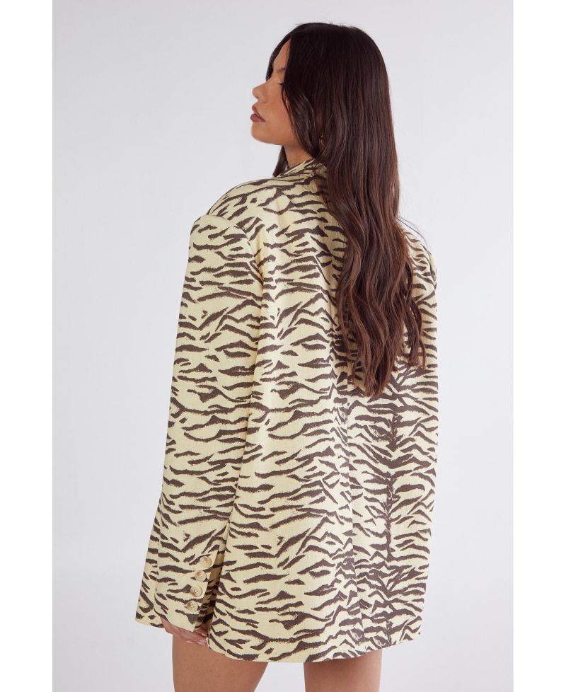 Women's Zebra Print Oversized Tailored Blazer