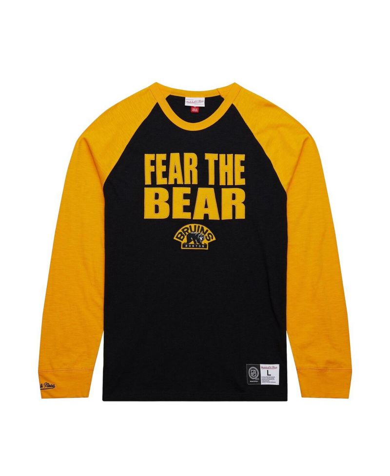 Men's Black/Gold Boston Bruins Legendary Slub Raglan Long Sleeve T-Shirt
