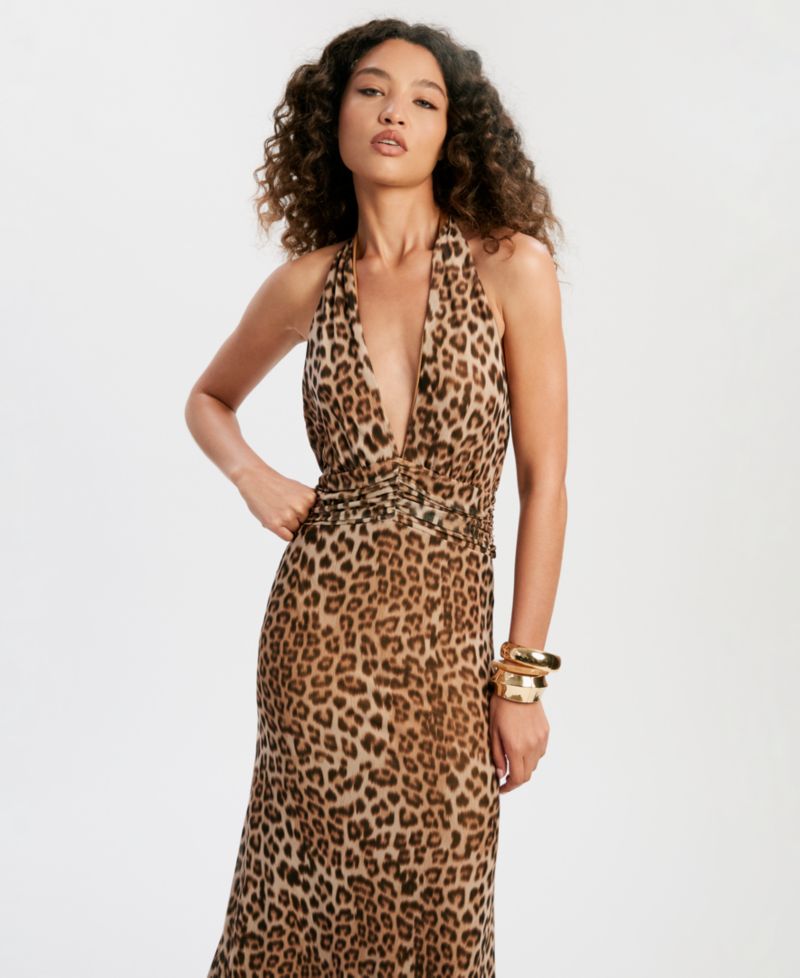 Women's Halter Neckline Printed Maxi Dress