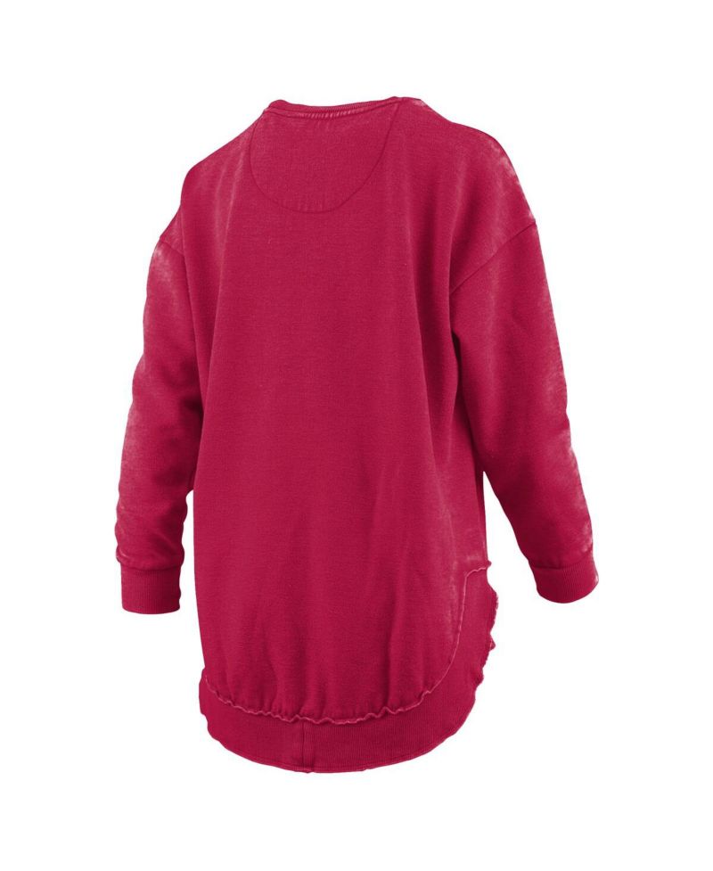 Women's Crimson Washington State Cougars M&eacute;lange Poncho Vintage Fleece Long Sleeve Pullover Sweatshirt