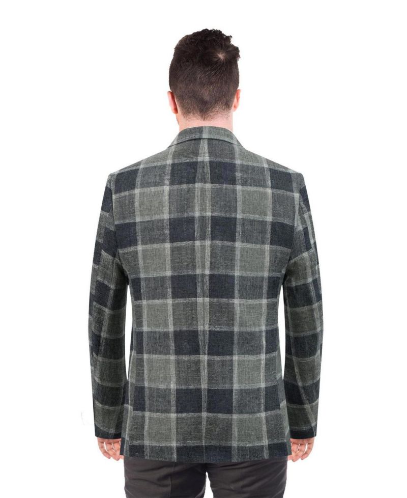 Men's Slim Fit Big Plaid Sports Blazer