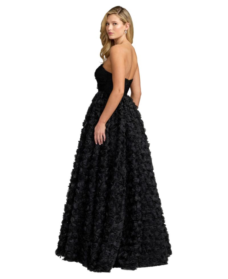 Women's Strapless 3D Rosette Ball Gown