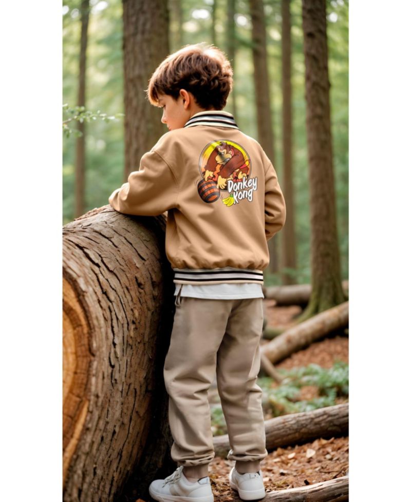 Donkey Kong Big Boys Long Sleeve Zip Up Bomber Jacket