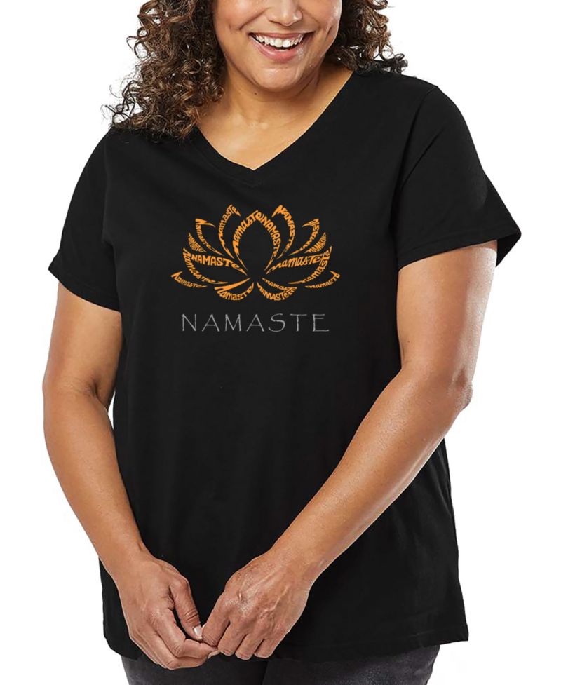 Plus Size Namaste Word Art V-Neck T-Shirt