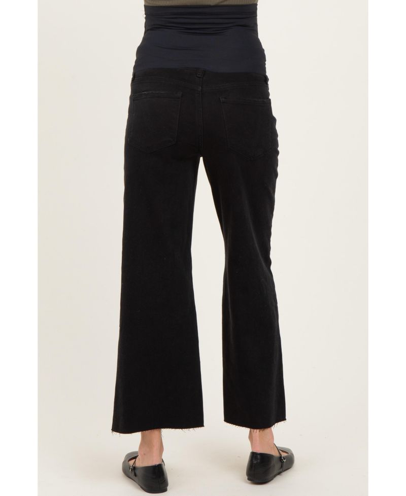 Women's Raw Hem Crop Wide Leg Jeans
