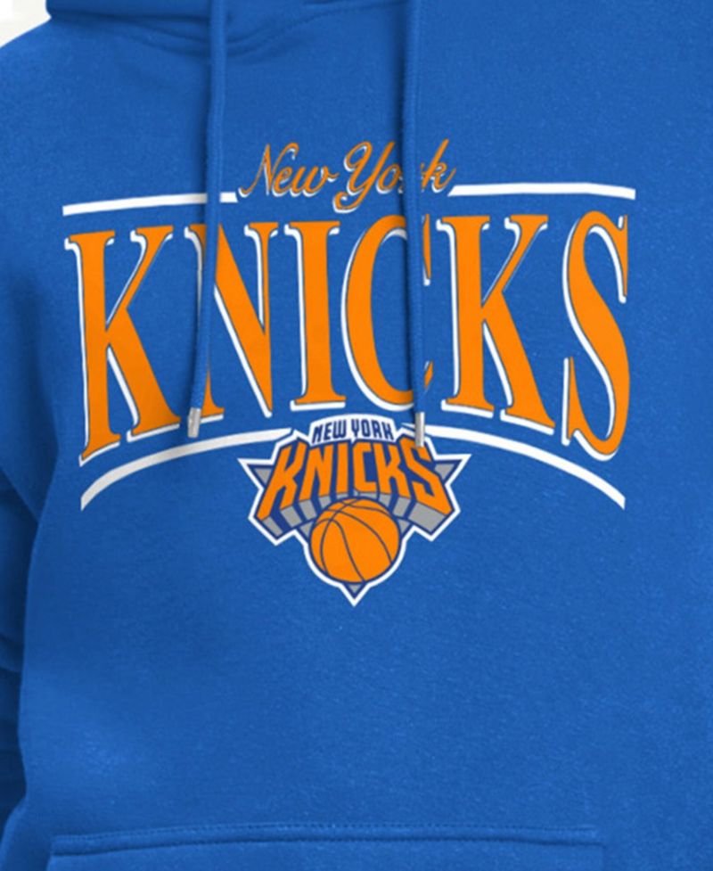 Women's Blue New York Knicks Arch Stripe Fleece Hoodie