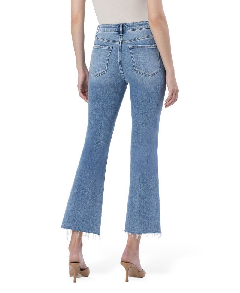 Women's High Rise Raw Hem Kick Flare Jeans