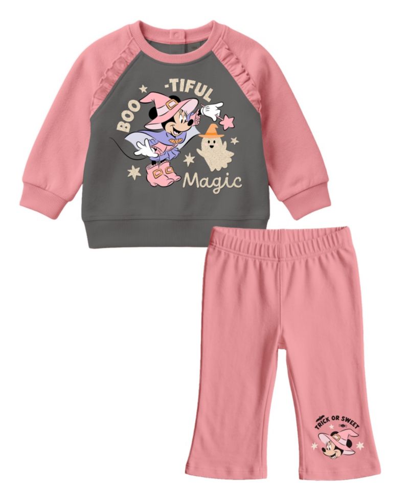 Baby Girls' Minnie Mouse Halloween Graphic Sweatshirt and Joggers, 2-Piece Set