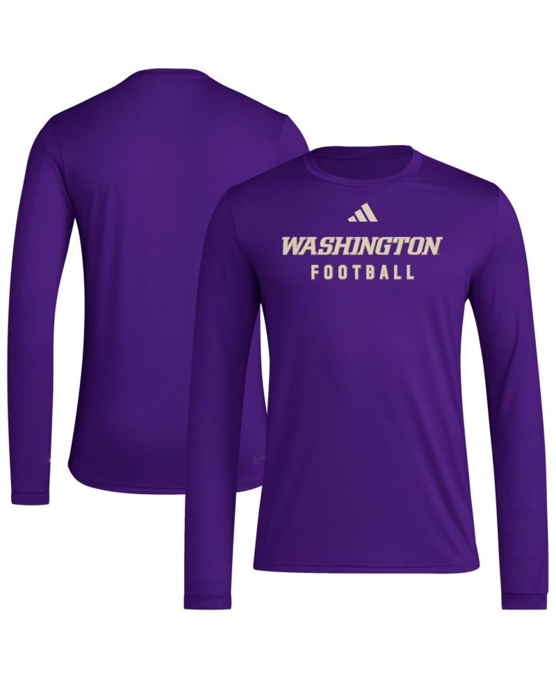 Men's Purple Washington Huskies Locker Practice Football Pre-Game Long Sleeve T-Shirt
