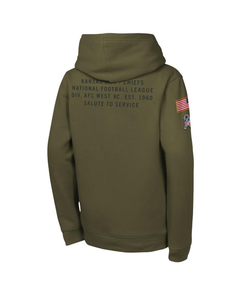 Big Boys and Girls Olive Kansas City Chiefs 2025 Salute to Service Club Fleece Hoodie