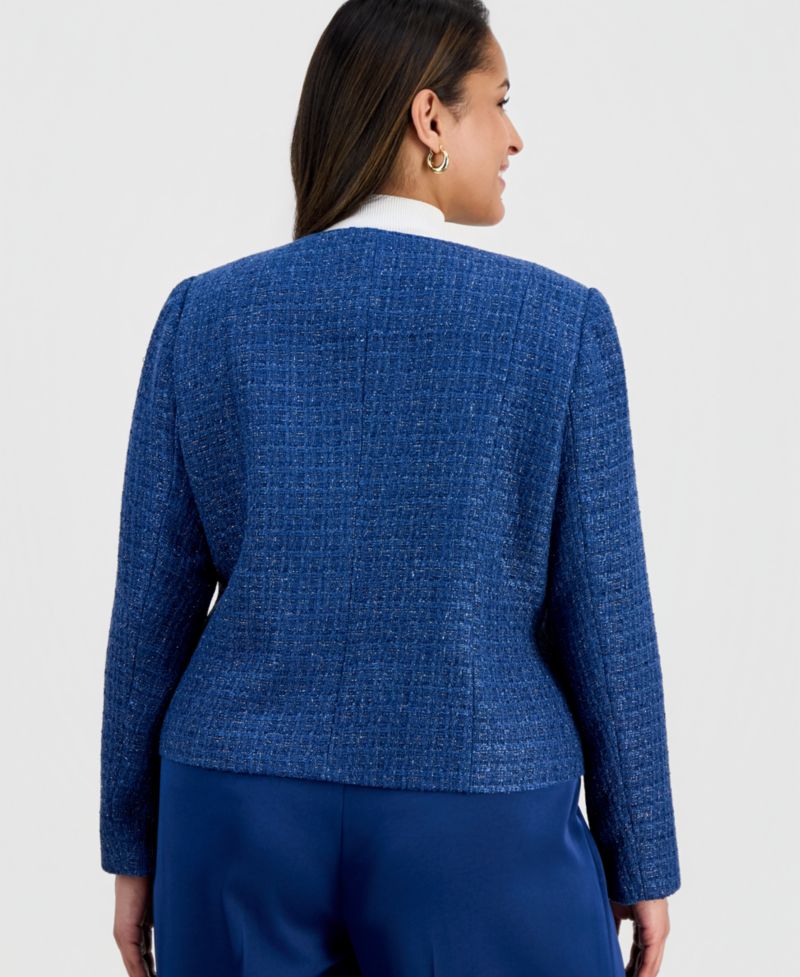 ASL Plus Button-Front Boucle Jacket