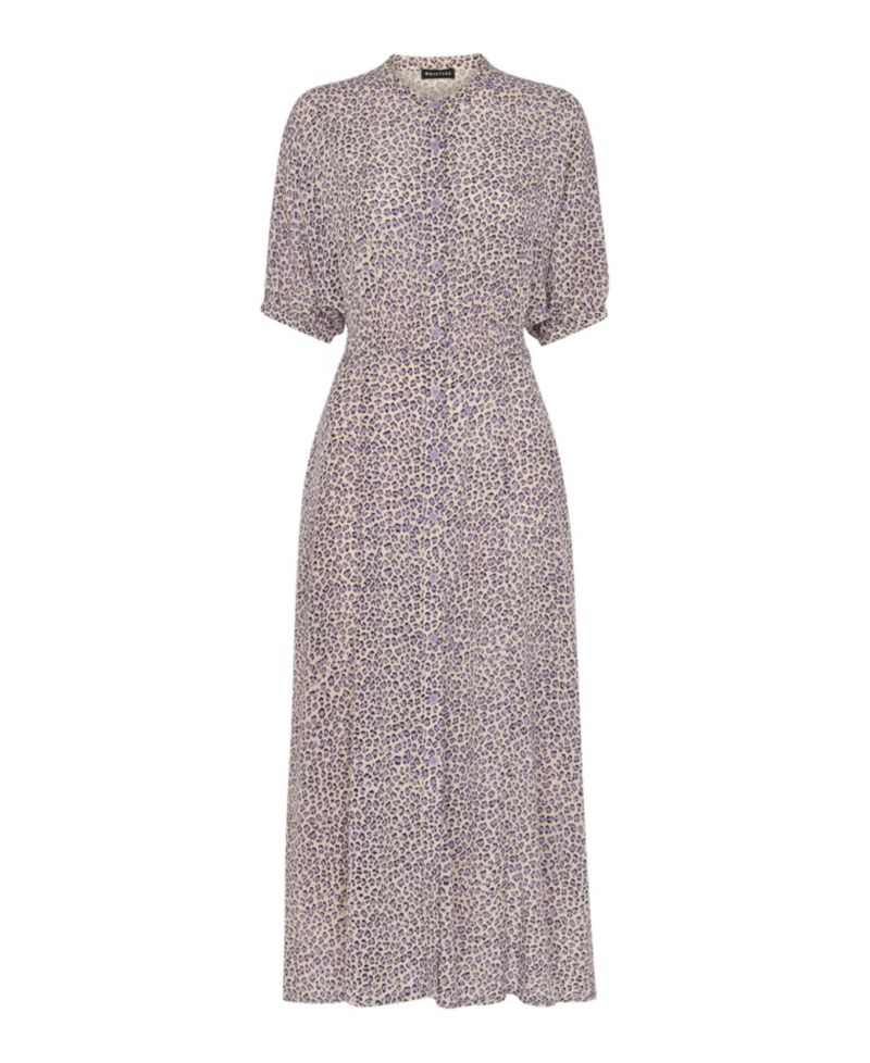 Women's Dashed Leopard Midi Short-Sleeve Dress