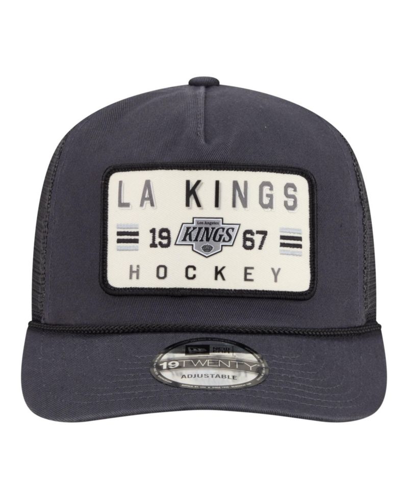 Men's Charcoal Los Angeles Kings Washed Patch 19TWENTY Trucker Adjustable Hat